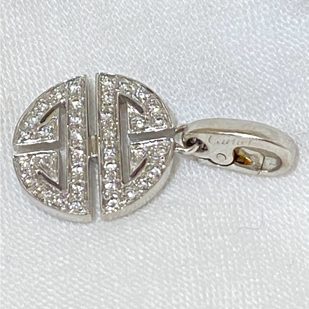 VINTAGE AUTHENTIC CARTIER 18K WG & DIAMONDS CHINESE SHOU LONGEVITY SYMBOL CHARM